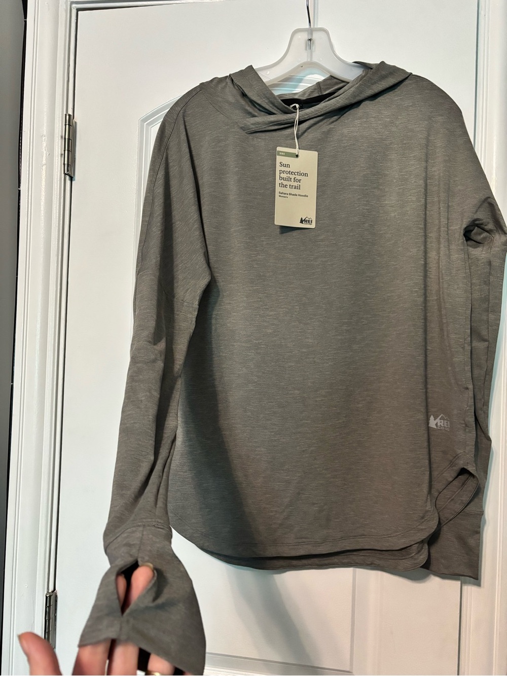 Bluesign appvd REI Co-op Women Sahara Shade Hooded Pullover Black Heather Large